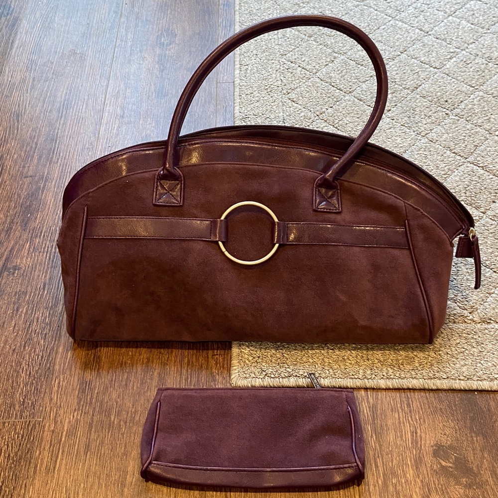 Purple makeup Bag with Silver Accent & small matching pouch